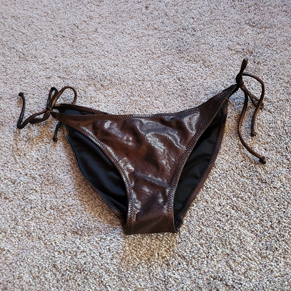 *Sale* NWOT Aldo Bikini Set Shimmery Brown Top S Bottom L Metallic Swim Bathing - Picture 3 of 9